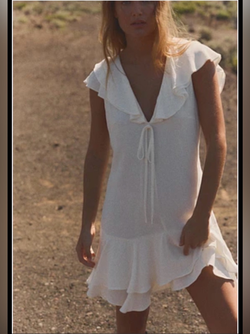 Zara Cream Ruffle Mini Dress